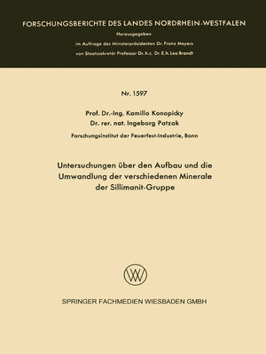 cover image of Untersuchungen über den Aufbau und die Umwandlung der verschiedenen Minerale der Sillimanit-Gruppe